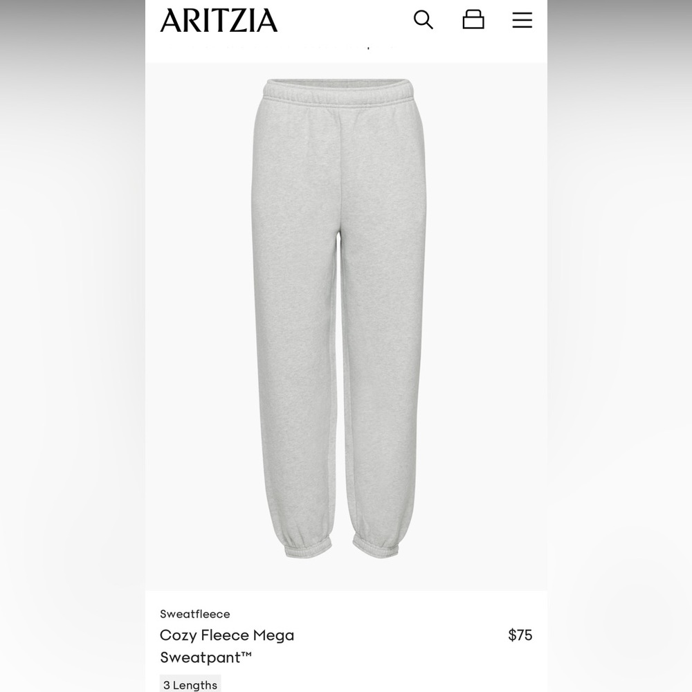 Aritzia Cozy Fleece Mega Sweatpants Heather Chrome Gray